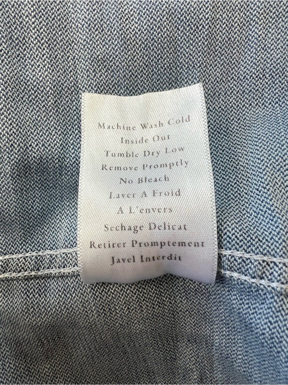 Frank & Eileen Barry Long Sleeved Distressed Hem Denim Blue Button-Up Shirt, M - Picture 9 of 11